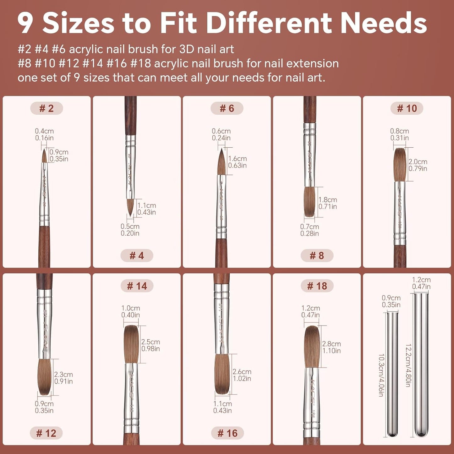 KADS Acrylic Nail Brush with Penholder Nail Brush for Acrylic Application-Oval Shaped Powder Nail Design Tools for Professional Manicure DIY Home Salon (12#)