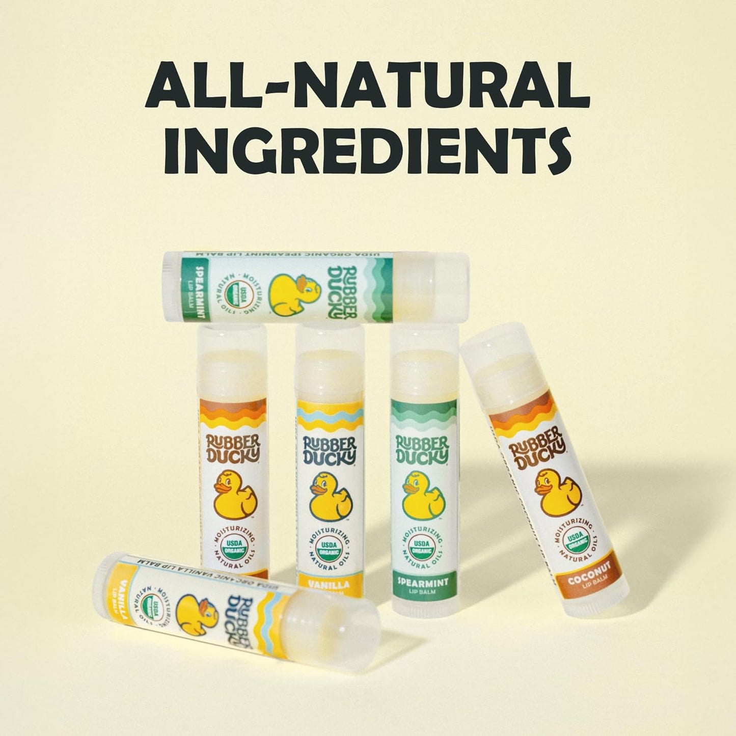 Rubber Ducky Sunscreen - Organic Lip Balm for Women, All Natural Stick with Vitamin E - Moisturizing & Hydrating Lip Balm for Dry Lips - Untinted and Non-Toxic Lip Care - Spearmint, 3 Pack