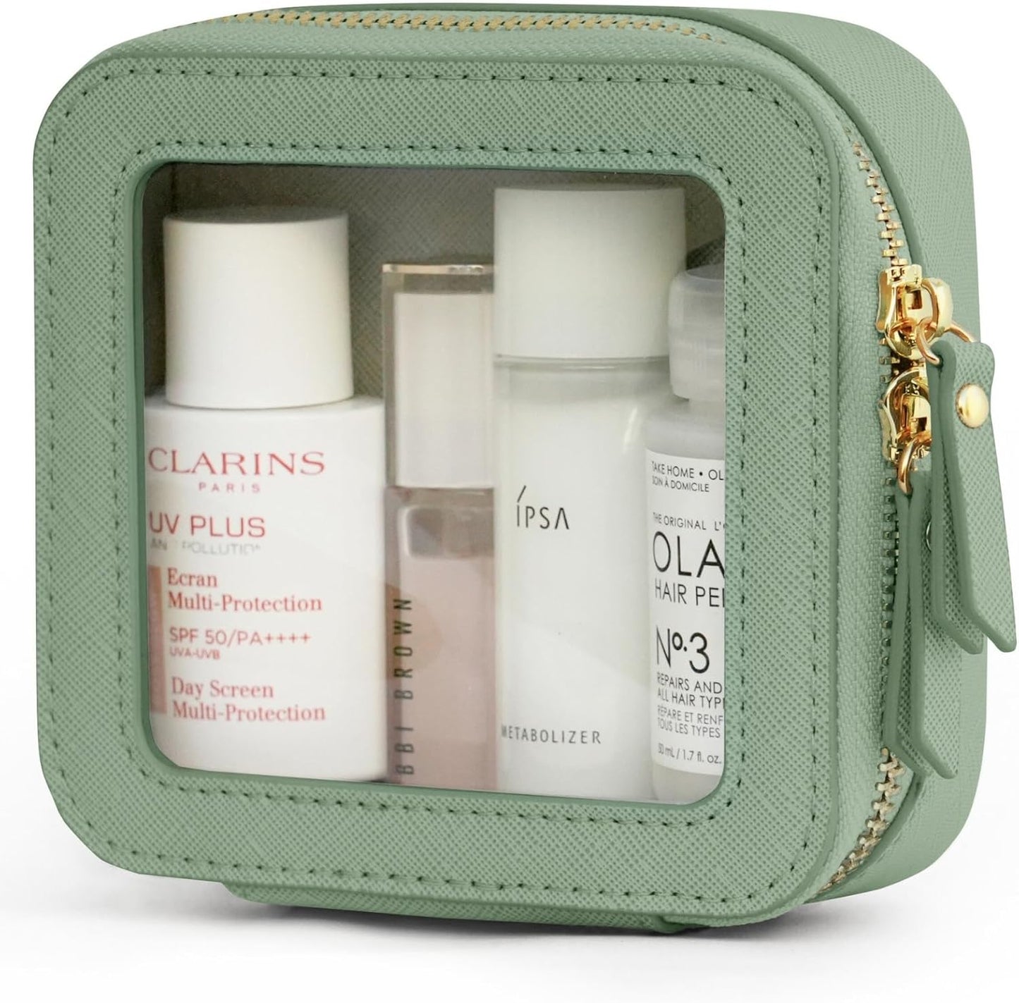 Popvibe Clear Makeup Bag Travel Cosmetic Case Transparent Toiletry Bag with Zipper, Portable Make Up Organizer Traveling Compact Car Bag for Essentials