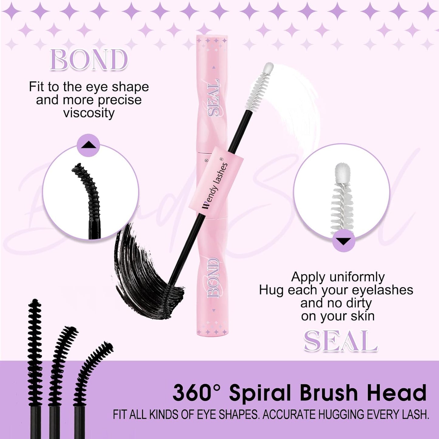 2 in 1 Lash Bond and Seal Kit for DIY Eyelash Extension,Waterproof,Black,Strong Hold Use at home（JS+FS）