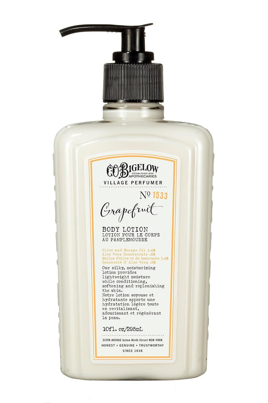 C.O. Bigelow Grapefruit Body Lotion, Village Perfumer Moisturizing Body Lotion with Aloe Vera, Borage Oil & Olive Oil, 10 Fl Oz