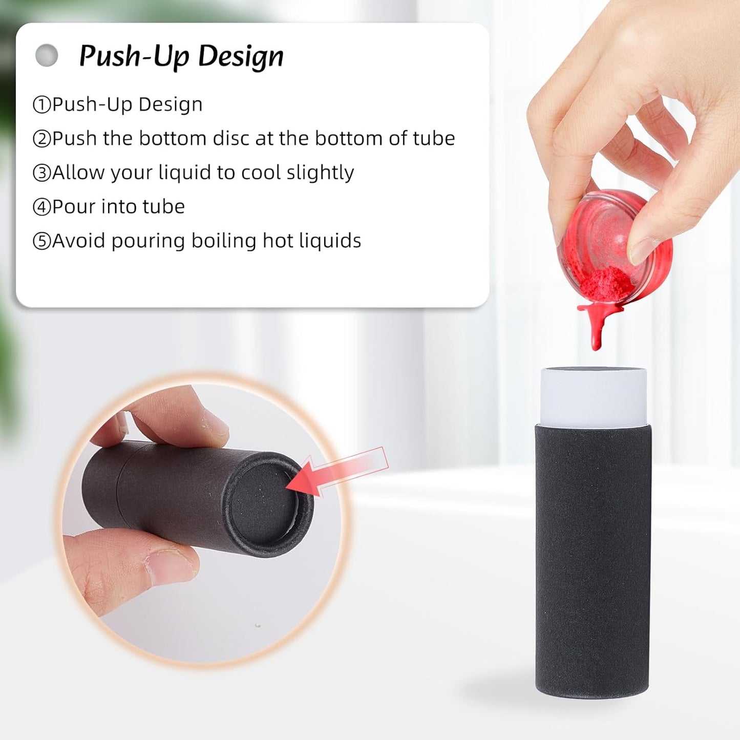 NICENEEDED 15 Pcs Paperboard Lip Balm Tubes, 0.4 Oz Kraft Paper Lipstick Tube, Cardboard Empty Deodorant Container Solid Perfume Tube Cosmetic Box for DIY Chapstick Deodorant Crayon