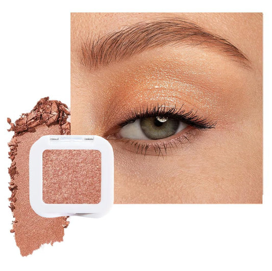 evpct Champagne Gold Glitter Eyeshadow Palette Single, Nude Gold Pink Shimmer Sparkle Cream Eye Shadow Palette Brightener Makeup for Older Women, High Pigment Long Lasting Monochrome Mini Eyeshadow