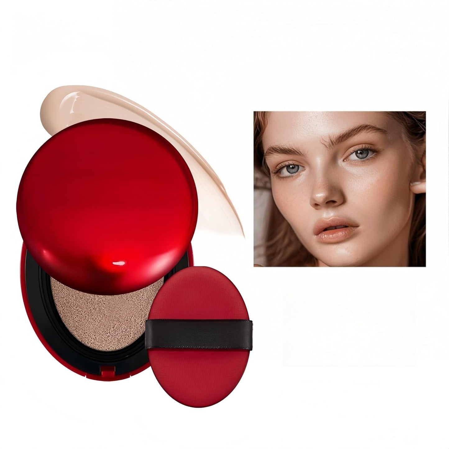 MAEPEOR Cushion Foundation 9 Colors Full Coverage Weightless Satin Glow Foundation Hydrating Long-Lasting Cushion BB Cream (Color 09)