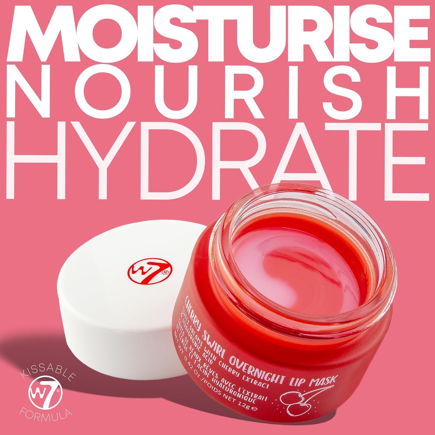 W7 Sweet Dreams Overnight Cherry Swirl Lip Mask - Cherry Extract & Hyaluronic Acid - For Hydrated, Full Looking & Irresistible Lips