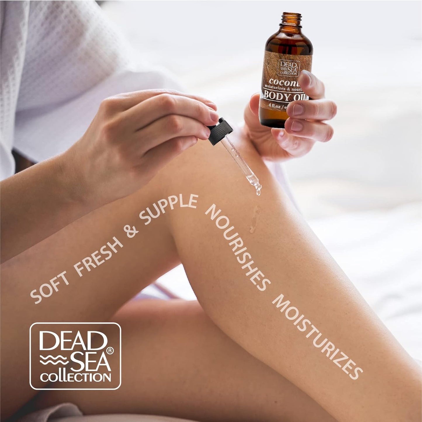 Dead Sea Collection Body Oil with Coconut - Dry Skin Moisturizer and Hydrating Massage Oil - Nourishing Bath - Increase Skin Elasticity and Provide Anti-Aging Support for Face and Body (4 fl.oz)