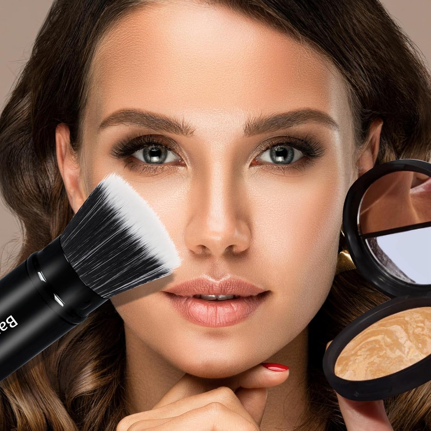 Foundation Makeup Brush Flat Top Kabuki Face Blush Liquid Powder Foundation Brush Retractable Travel Brush for Blending Liquid, Cream or Flawless Powder Cosmetics