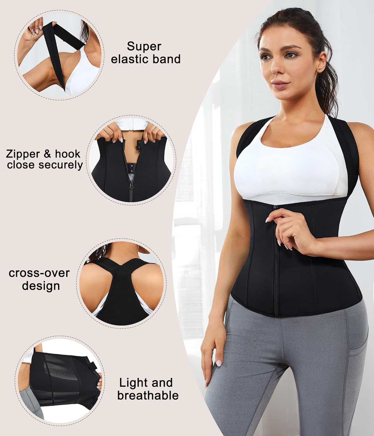 URSEXYLY Women Back Braces Posture Corrector Waist Trainer Vest Tummy Control Body Shapers for Spinal Neck Shoulder and Upper Back Support (M, Black)