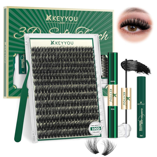 Clusters Kit 3D Effect Eyelash Clusters Kit 280pcs 100D D Curl 9-18MIX Individual Lashes Wispy Lashes Volume Cluster Lashes Kit Natural Soft DIY Lash Extension(3D Kit-100D-D-9-18MIX)