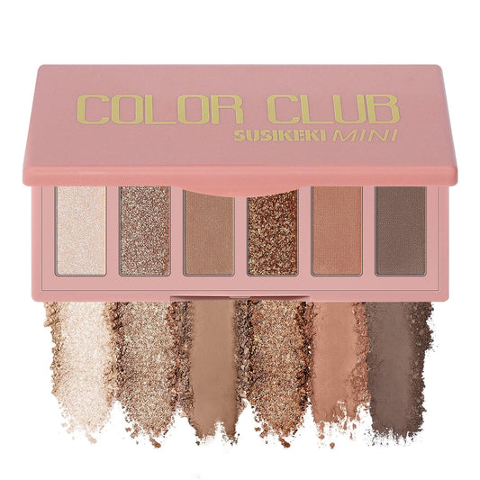 6 Colors Mini Eyeshadow Makeup Palette Caramel & Bronzed Neutral Tone Eye Shadow Matte & Shimmer Nude Make Up Pallet with Mirror Blendable Highly Pigmented Travel Size Gift Kit 05