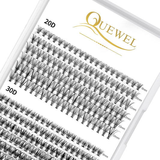 QUEWEL Cluster Lashes 240Pcs Individual Lashes 20D+30D D Curl Mix8-14mm Lash Extensions Clusters Lashes Soft&Natural False Eyelashes Individual DIY Eyelash Extension at Home(20D+30D D mix-8-14)