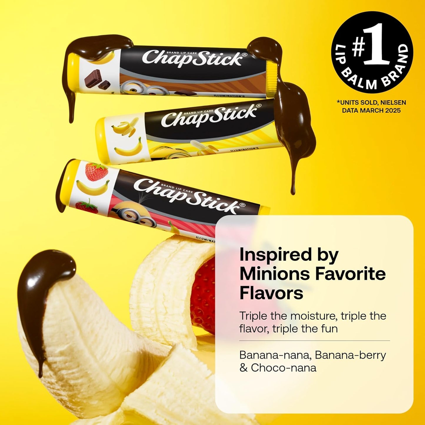 ChapStick Lip Balm Sets, Minions Banana-Nana + Variety Banana Pack (6 Sticks), Party Favors for Kids, 0.15 Oz Ea