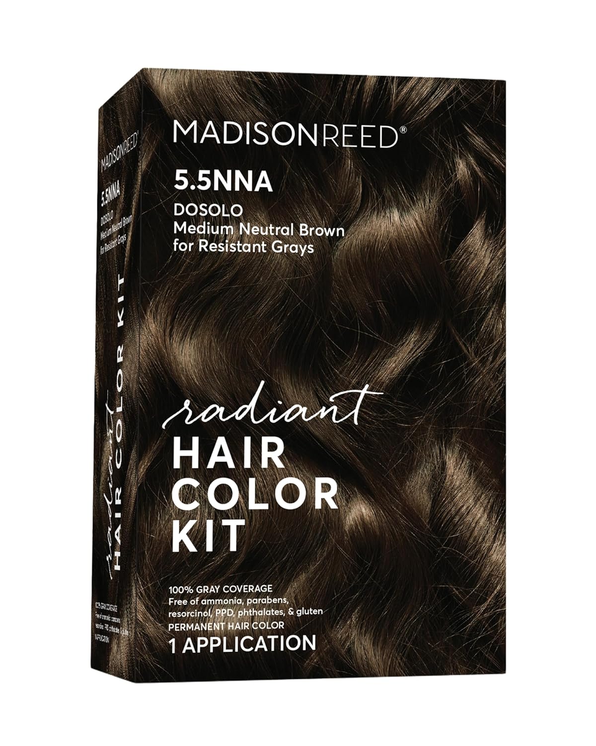 Madison Reed Radiant Hair Color Kit | 5.5NNA Dark Neutral Brown (Dosolo) 100% Maximum Gray Hair Coverage | Salon-Quality Permanent Hair Dye for Resistant Grays | PPD-Free & Ammonia-Free |1 Pack