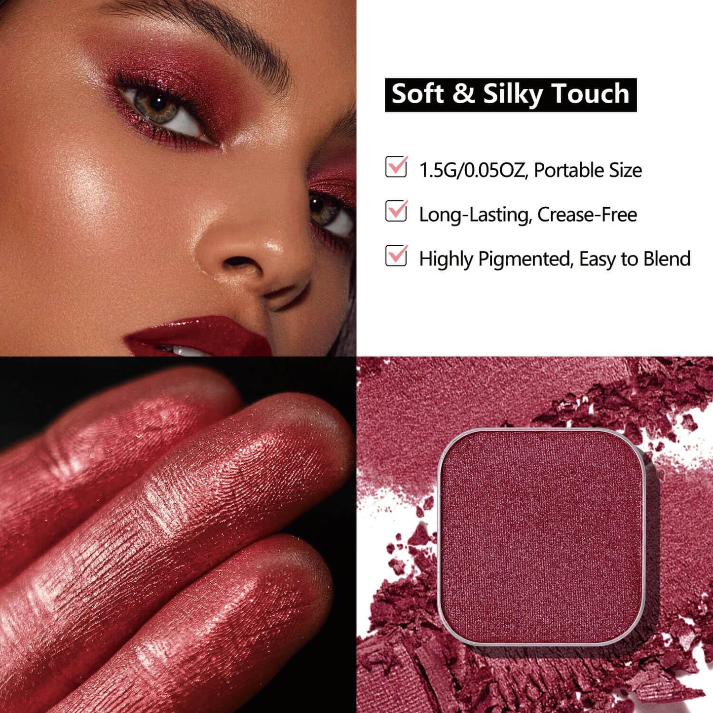 3-Color Eyeshadow Combo Pack – Matte & Shimmer Neutral Shades,Powder, Highly Pigmented, Long-Lasting, Refills Pans for Custom Magnetic Palette