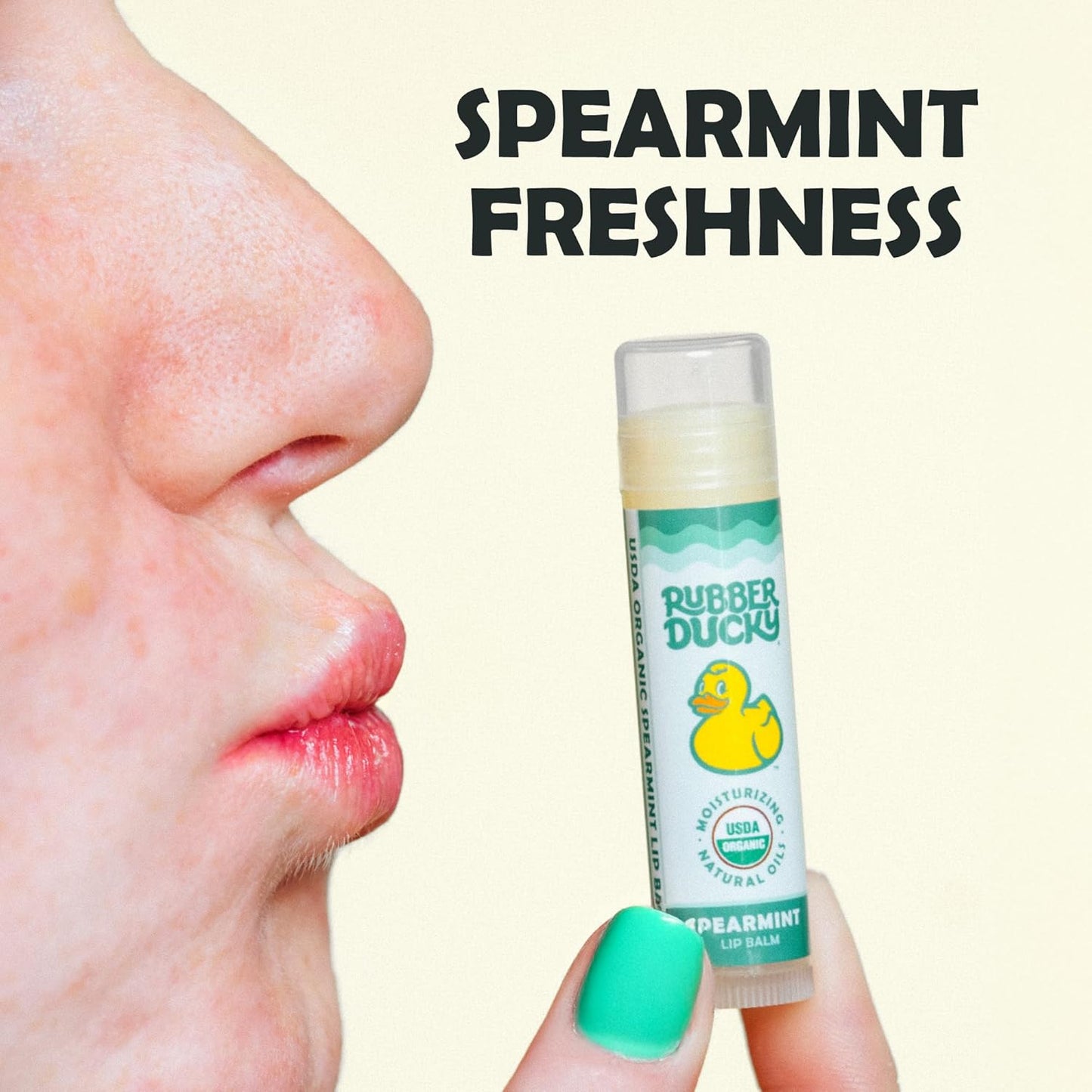 Rubber Ducky Sunscreen - Organic Lip Balm for Women, All Natural Stick with Vitamin E - Moisturizing & Hydrating Lip Balm for Dry Lips - Untinted and Non-Toxic Lip Care - Spearmint, 3 Pack