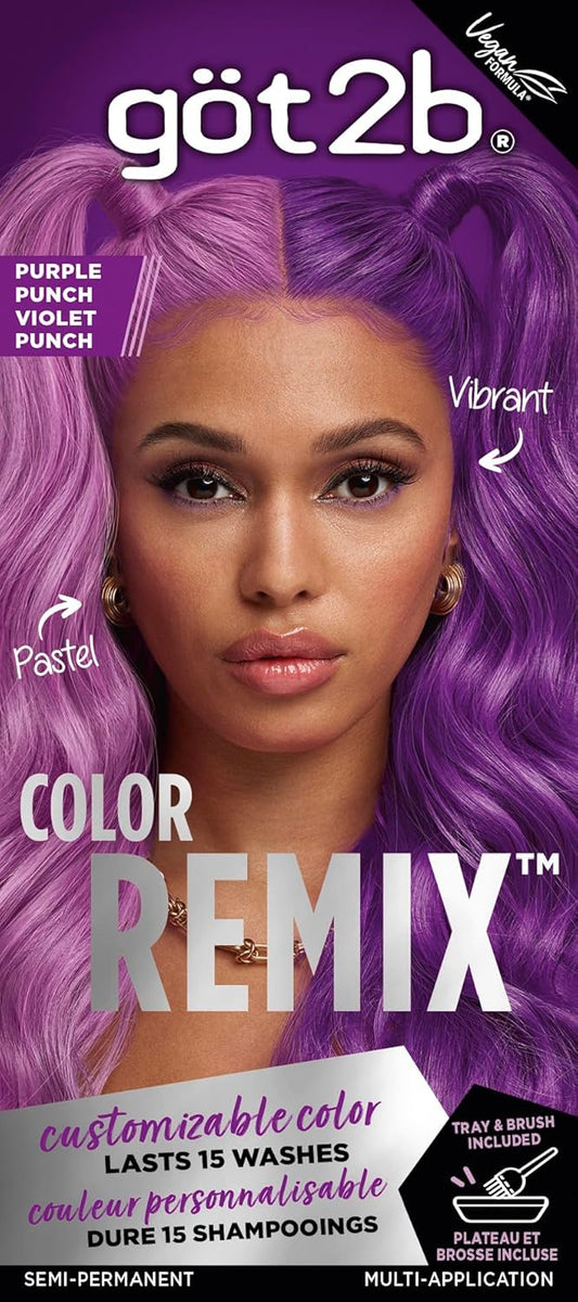 Got2b Color Remix, Customizable Semi-Permanent Hair Color, 094 Purple Punch