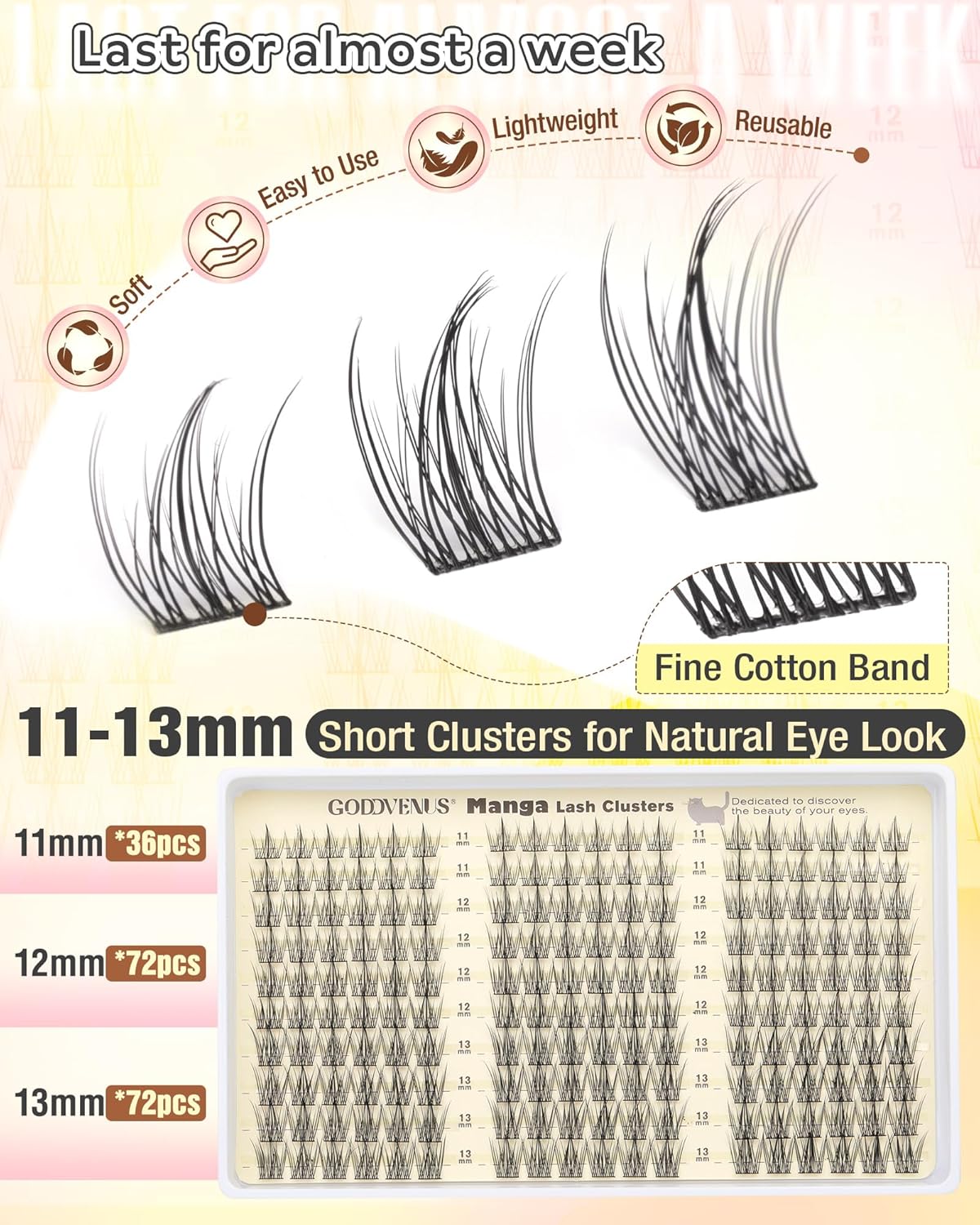 Natural Lash Clusters Wispy Manga Eyelash Clusters Fairy Lash Extension C Curl Cluster Eyelashes Extensions 180pcs
