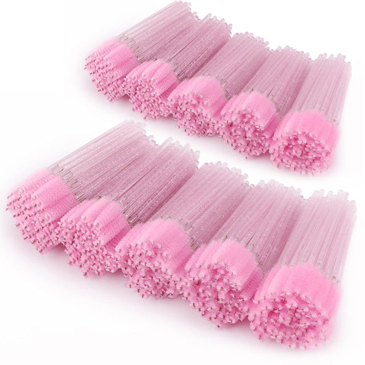 Tbestmax 1000 Disposable Mascara Wands Eyelash Brush Spoolies for Eyebrow Eye Lash Extension Pink