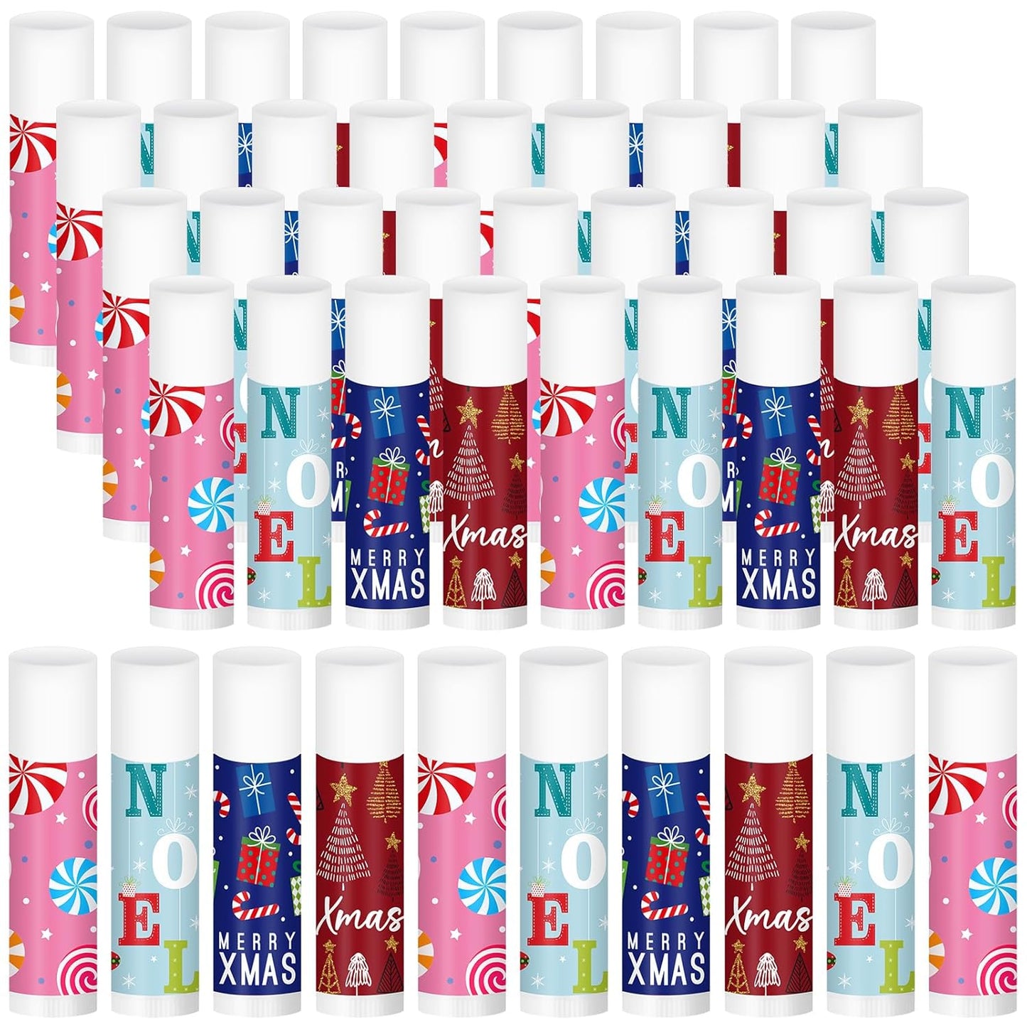 Sosation 80 Pcs Christmas Flavored Lip Balm Bulk Christmas Stocking Gift Set Holiday Celebrate Lip Balm Stick Beauty Care
