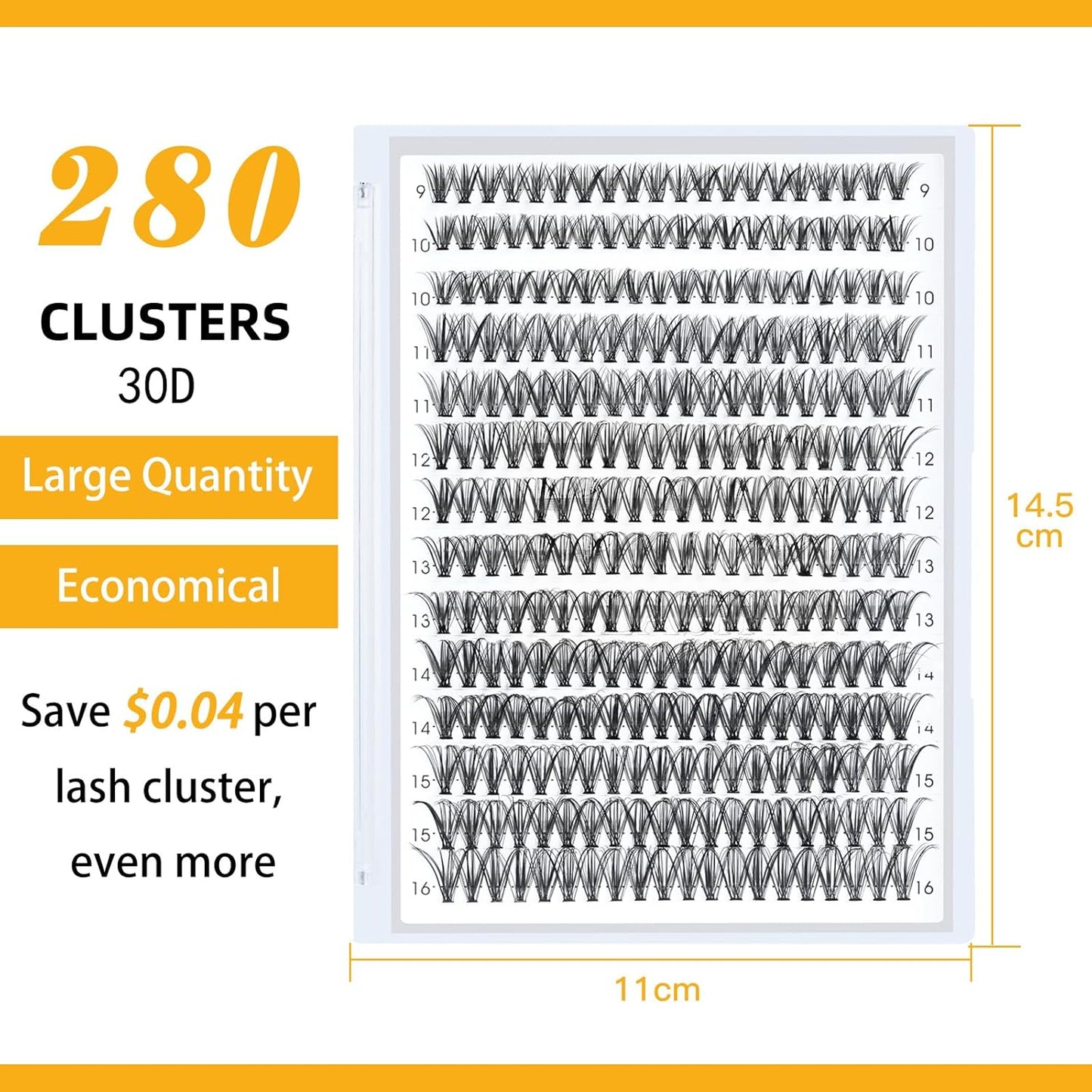 B&Qaugen Lash Clusters 30D-C-9-16MIX 280 Clusters False Eyelash 20D 30D 40D Lash Clusters Extensions Individual DIY Eyelash Extensions at Home (30D-C,9-16MIX)