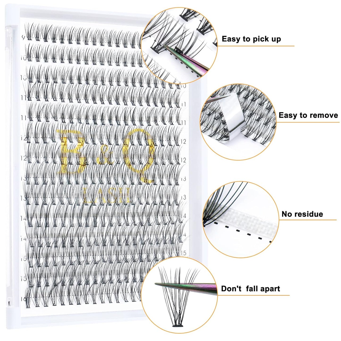 B&Qaugen Individual Lashes 20D-C-9-16mix Cluster Lashes 280 Clusters False Eyelash C D Curl Wispy Lashes Bottom Lashes Diy Lashes at Home（20D-C-9-16 mix）