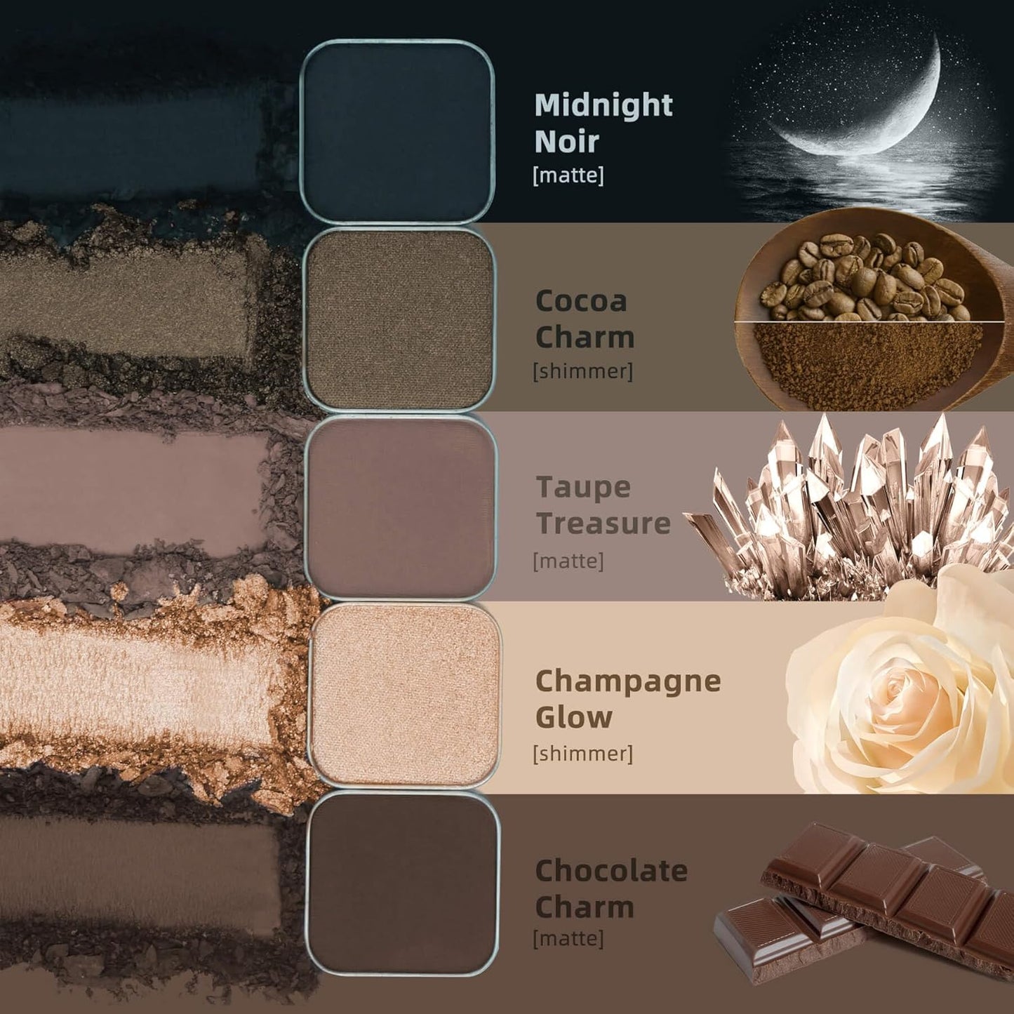 Magnetic Single Shimmer Champagne Eyeshadow with Metal Pan, Pressed Powder Eyeshadow Refill Pan, Pastel Highlight Shadow for Empty Magnetic Palette (Champagne Glow)