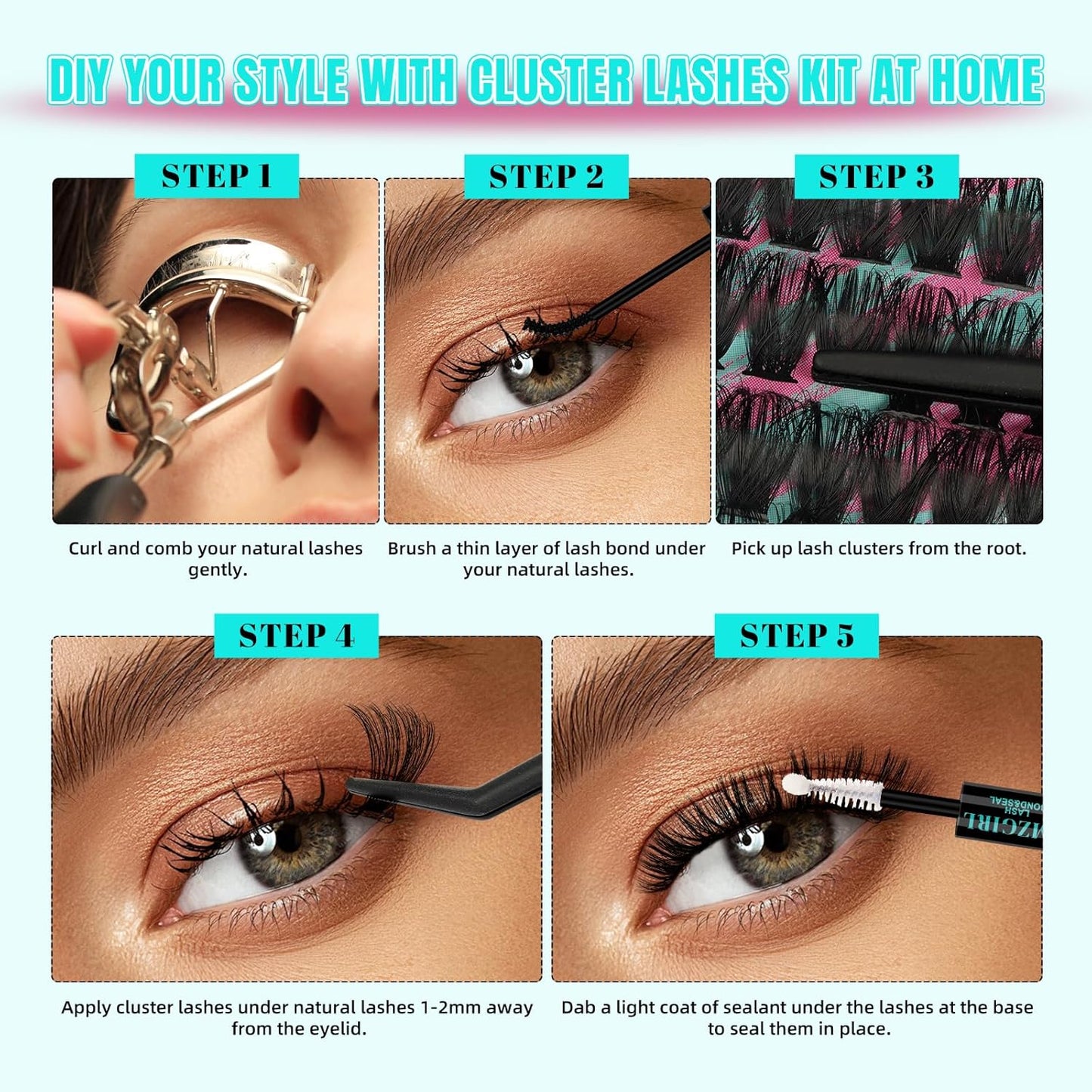 Lash Clusters Wispy 280PCS Eyelash Extension 60D 80D Cluster Lashes Individual Lashes DIY Lash Extension Natural Look Cluster Eyelash Extensions Soft False Eyelashes at Home for Beginners(D-Mix8-16mm)