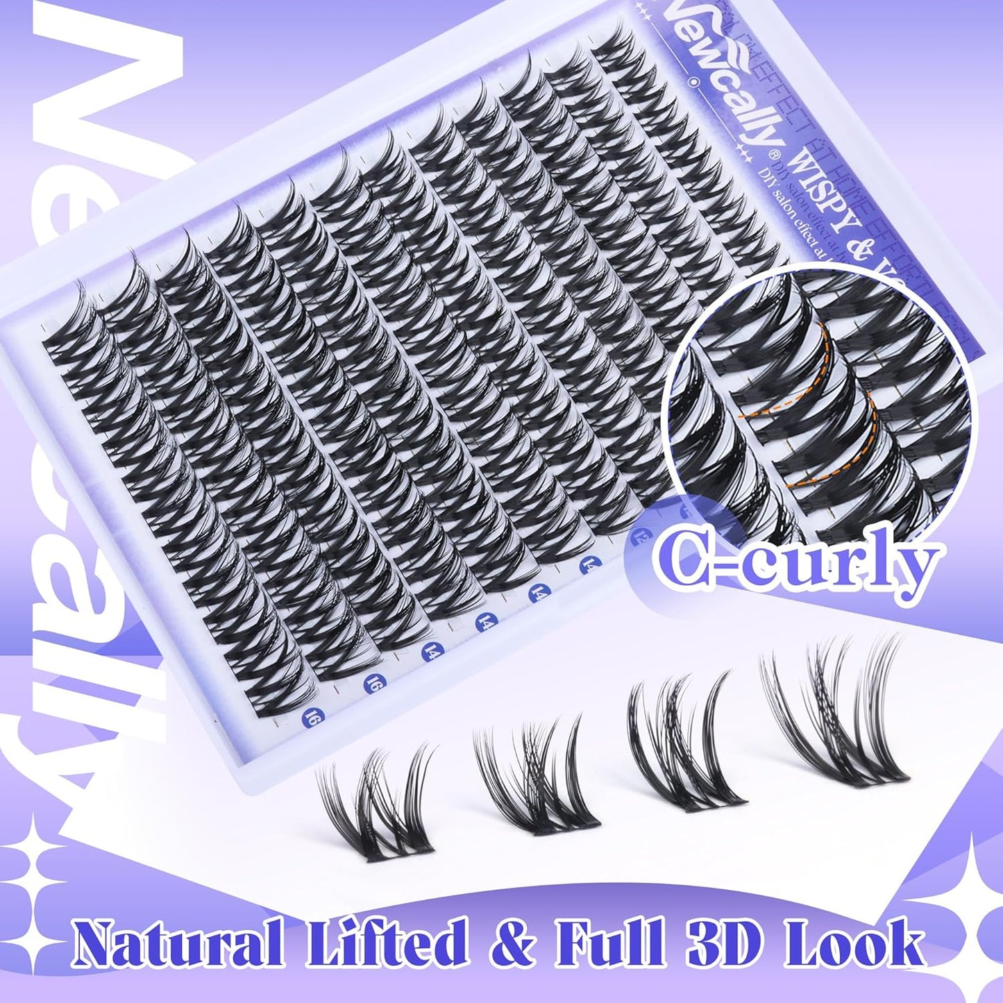 Wispy Eyelash Clusters Individuals Natural Lash Clusters DIY Lash Extension C-curly Cluster Eyelash Extensions 10-16MM Cluster Lashes by Newcally