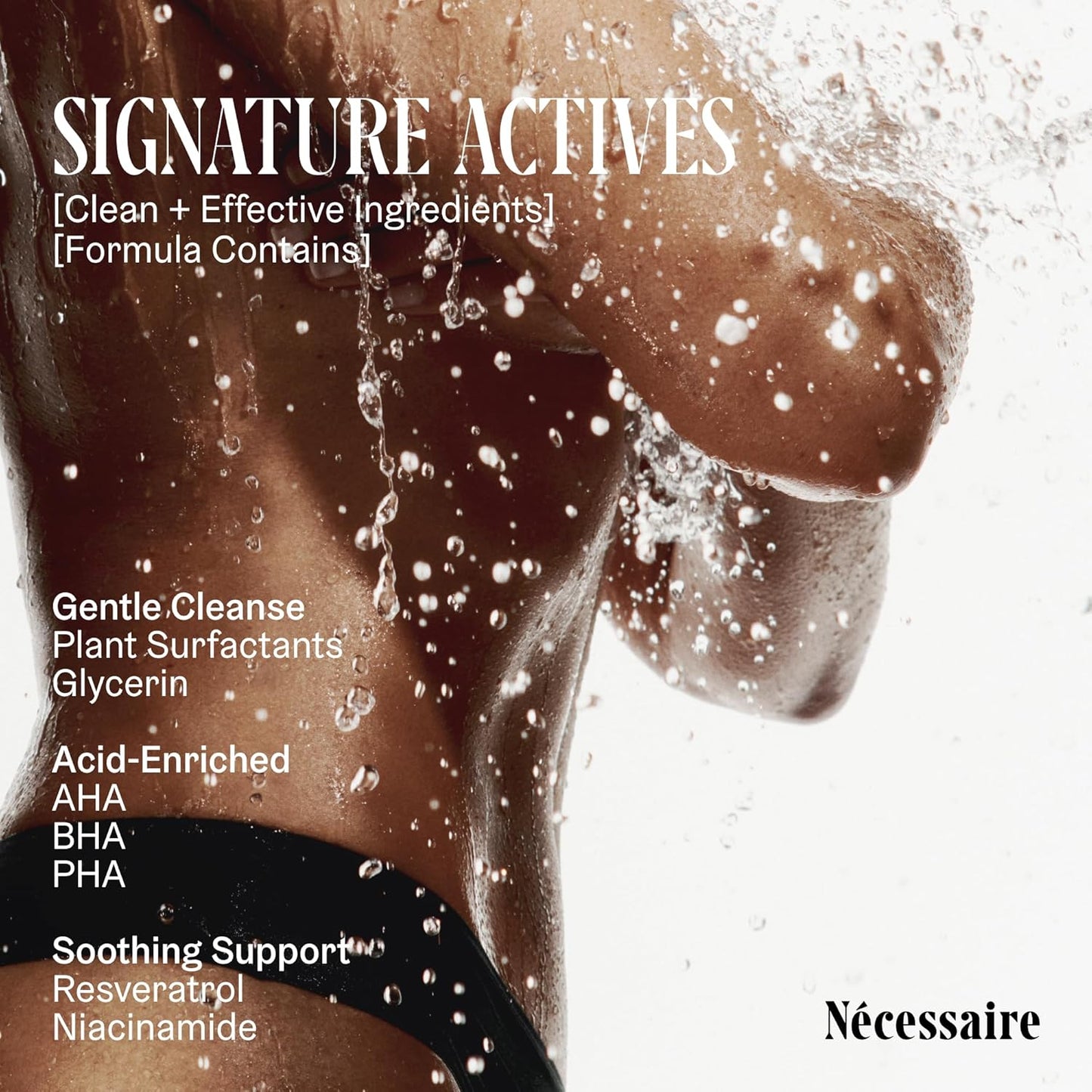 Nécessaire The Body Wash Hinoki. Natural Body Wash for Women & Men, Softening Shower Gel with Gentle Exfoliating Acids AHA/BHA/PHA. Gel Cleanse,16.9 fl oz