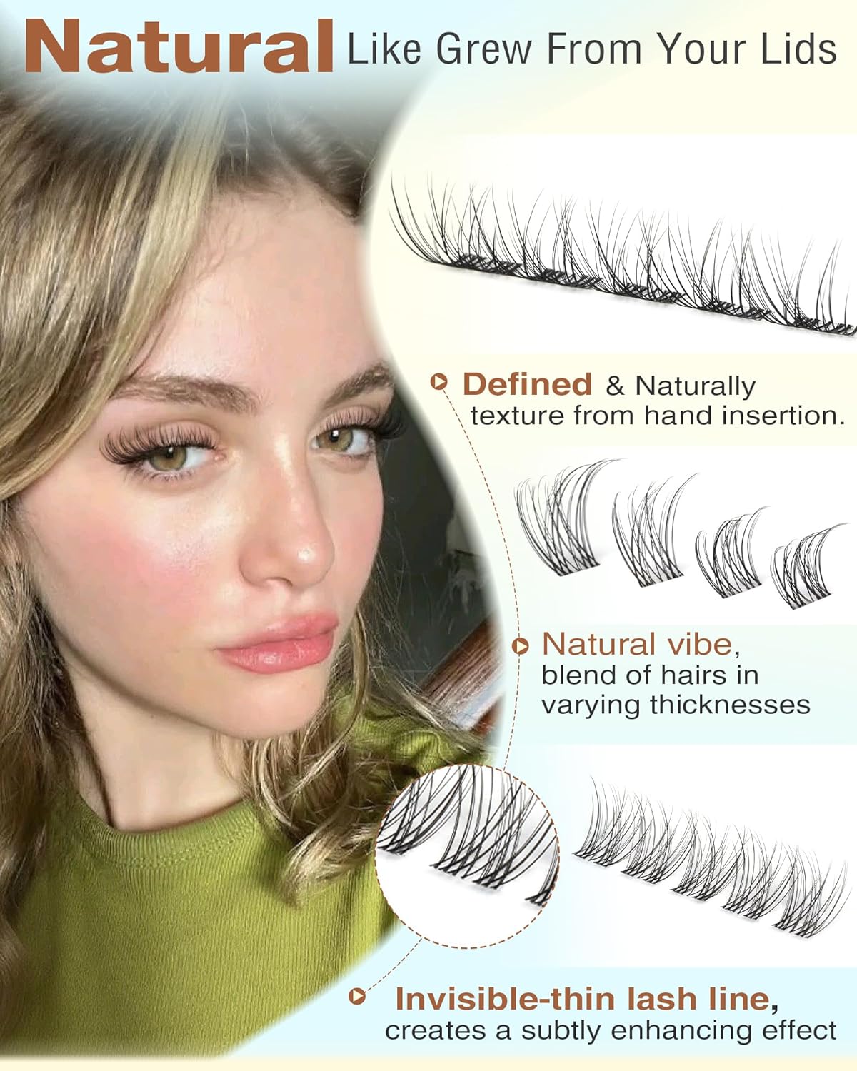 C Curl Wispy Lash Clusters Natural Cluster Eyelash Extensions Waterproof Eyelashes Clusters 10-16mm Clear Band Individual Lashes for DIY Lash Extensions by Goddvenus (120Pcs Soft & weightless)