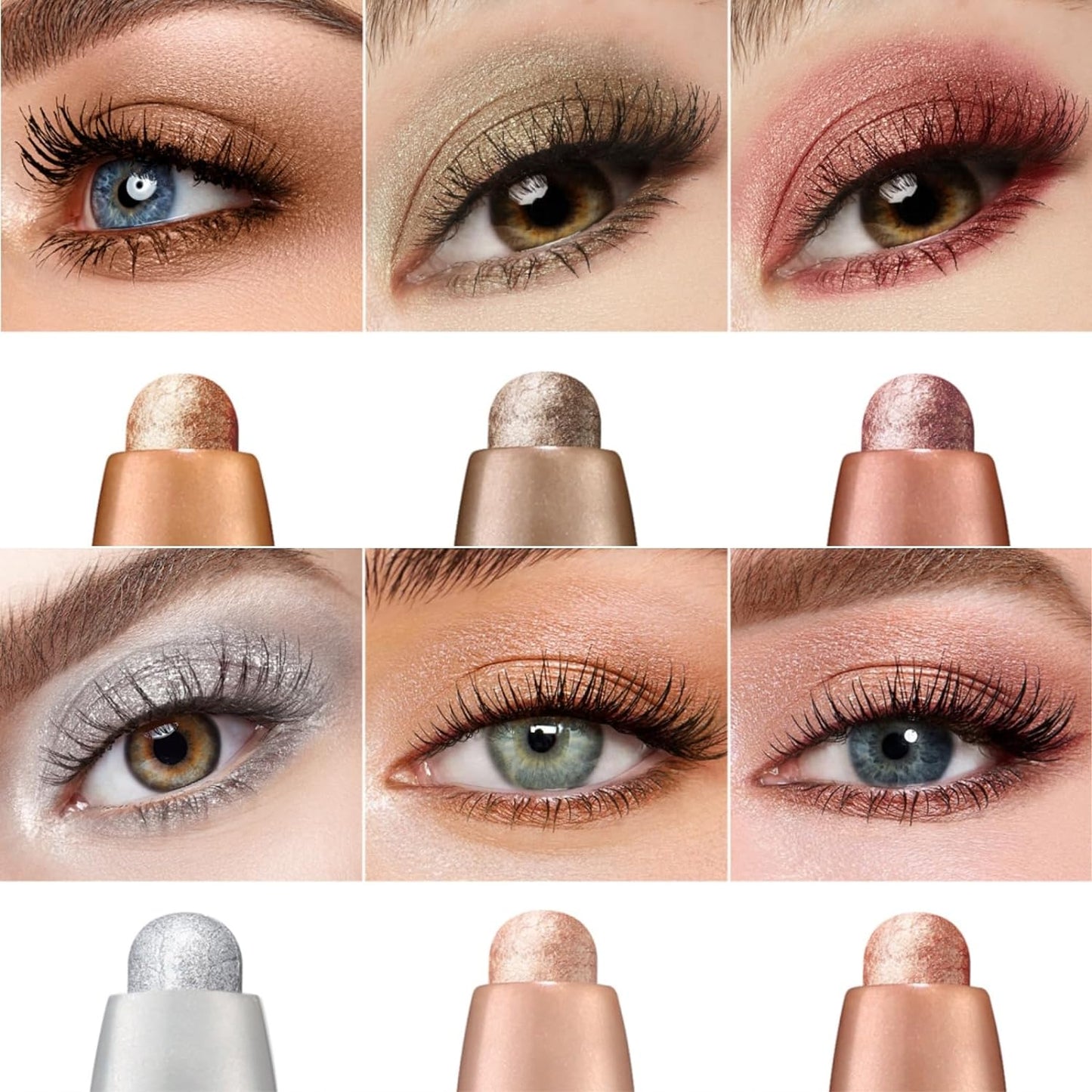 Jolilab Eyeshadow Stick Set, 6 Colors Matte Professional Bright-Colored Contouring and Highlight Stick, Cream Waterproof Long Lasting High Pigmented Eye Shadow. (6, Set A)