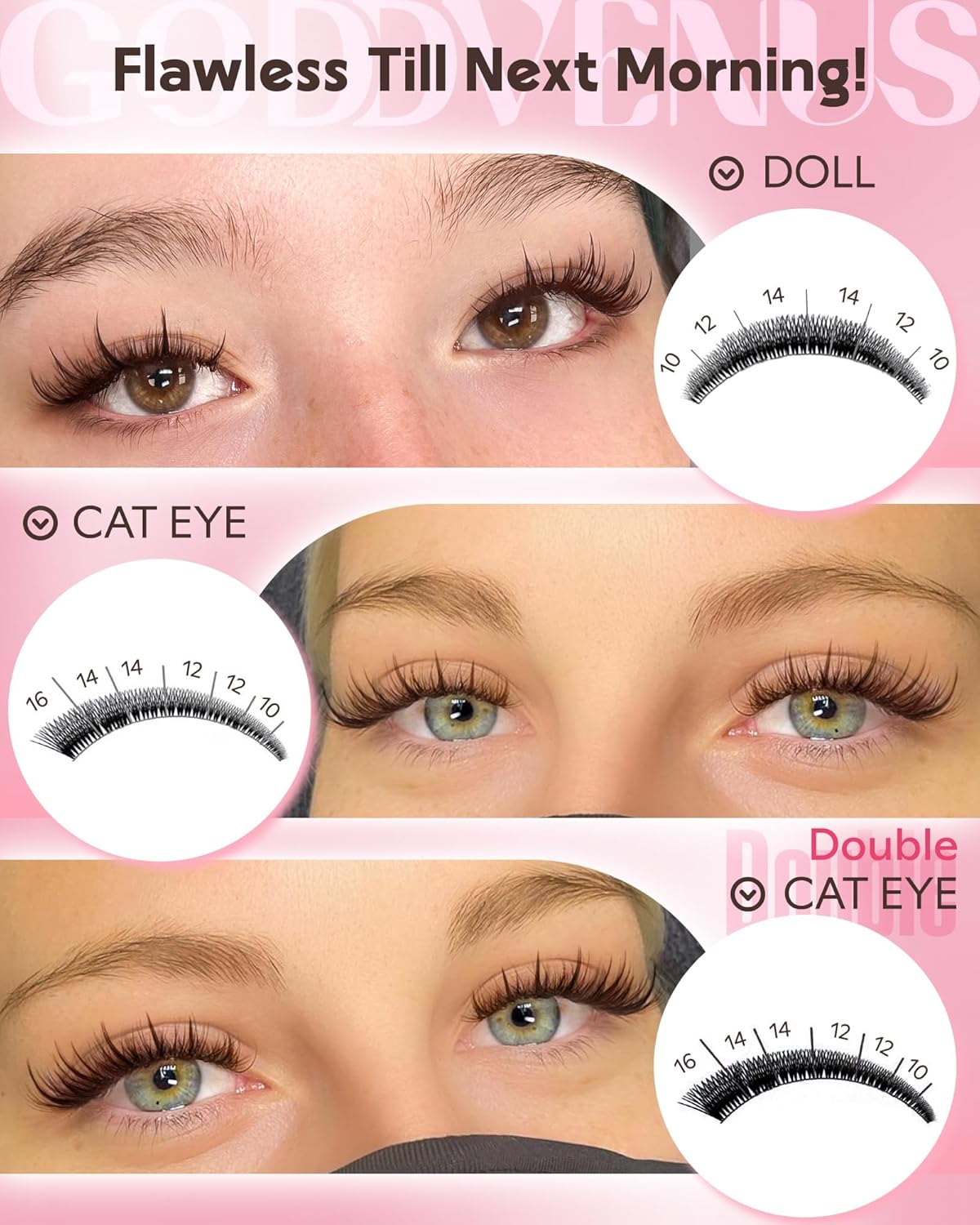 Brown Manga Lash Clusters Natural Cluster Eyelash Extensions CD Curl Wispy Fairy Eyelashes Clusters Waterproof Anime Individual Lashes 180pcs