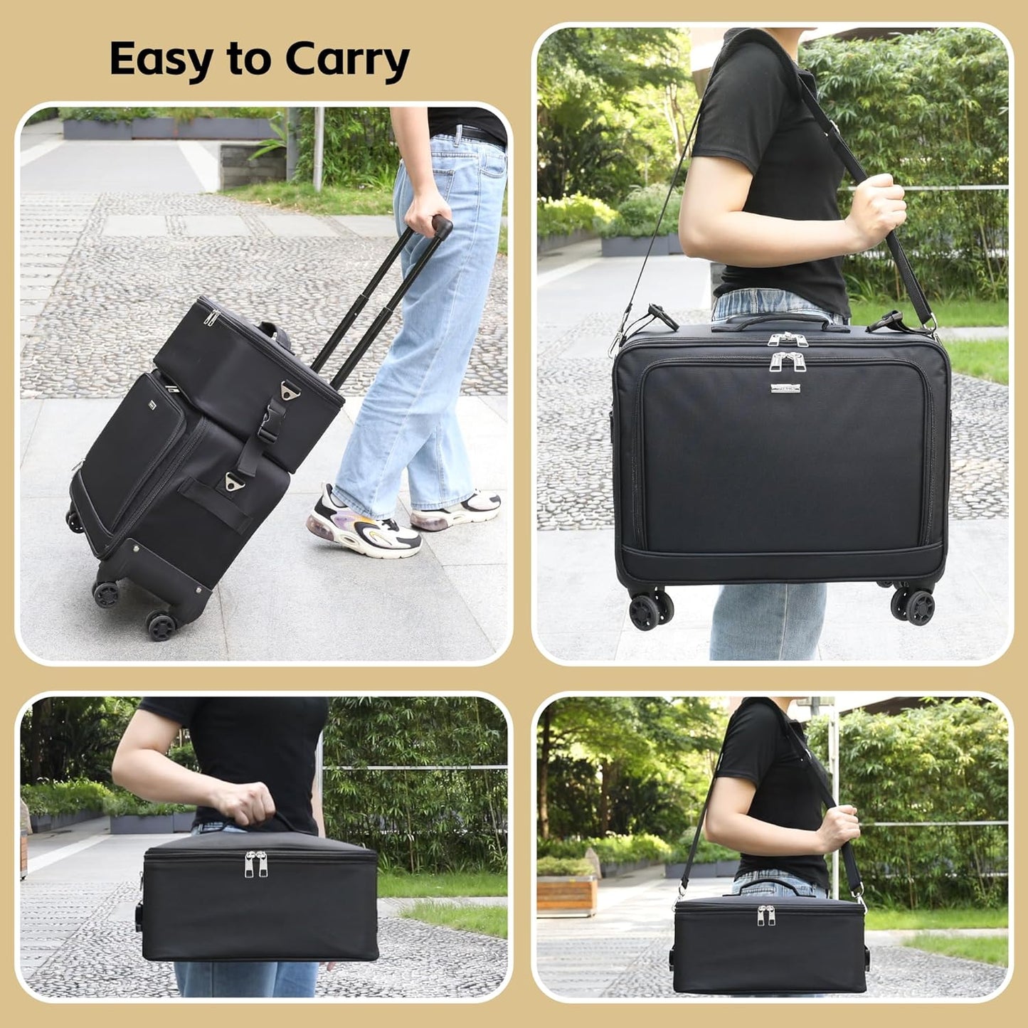 Rolling Makeup Bag Professional Makeup Artist Bags 2 in 1 Cosmetics Case Extra Large Trolley Travel Case with 360° Swivel Wheels and Adjustable Dividers