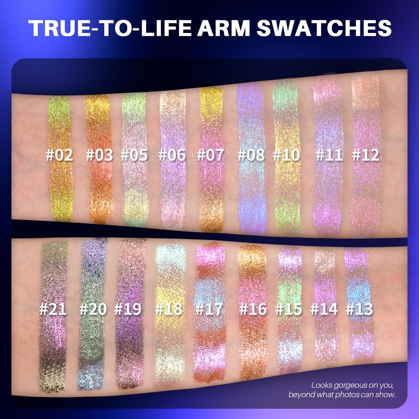 CHARMACY Liquid Duochrome Eyeshadow, Multi-Dimensional Eye Looks, Long Lasting Glitter Eye Shadow Sets Metallic Pigments, Quick Drying, Sparkling Shiny Eye Makeup for Beginners, 1.6g (#16)