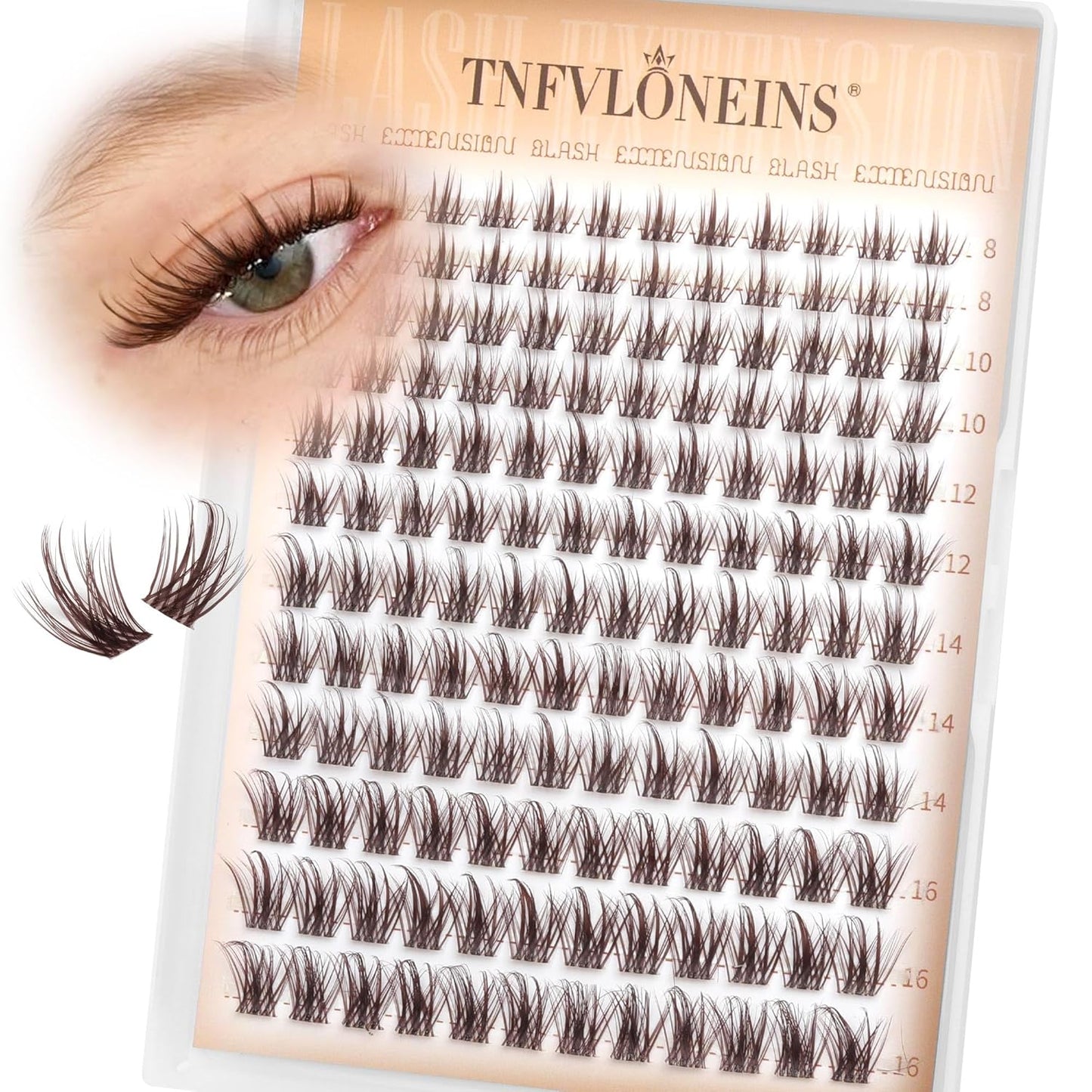 TNFVLONEINS Brown Lash Clusters Fairy Cluster Eyelash Extensions Natural Eyelash Clusters Wispy Individual Lashes Clusters Spiky Lash Extension Dark Brown Cluster Lashes DIY C-Curly Eyelash Extension