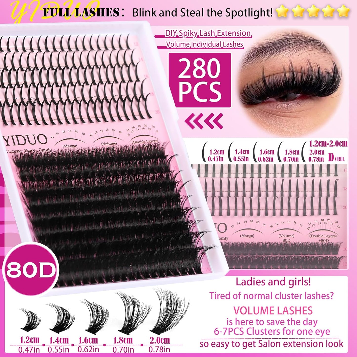 Lashes Clusters Kit with Spikes Bottom Extensions False Eyelashes 816Pcs Bulk Packs with 2X Bond&Seal Volume D Curl Wispy Individual Fake Eyelash Wholesale Large Pack for Beginners Gift Choice