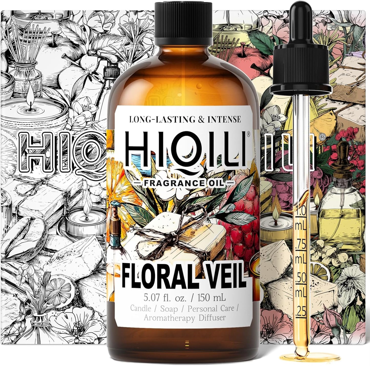 HIQILI Floral Veil Fragrance Oil for Candle & Soap Making, Inspired by ISY-Myake L.d'Isy-Florale, Humidifier, Add to Scented Sachets, Reed Diffuser Oil Refill - 5.07 Fl Oz