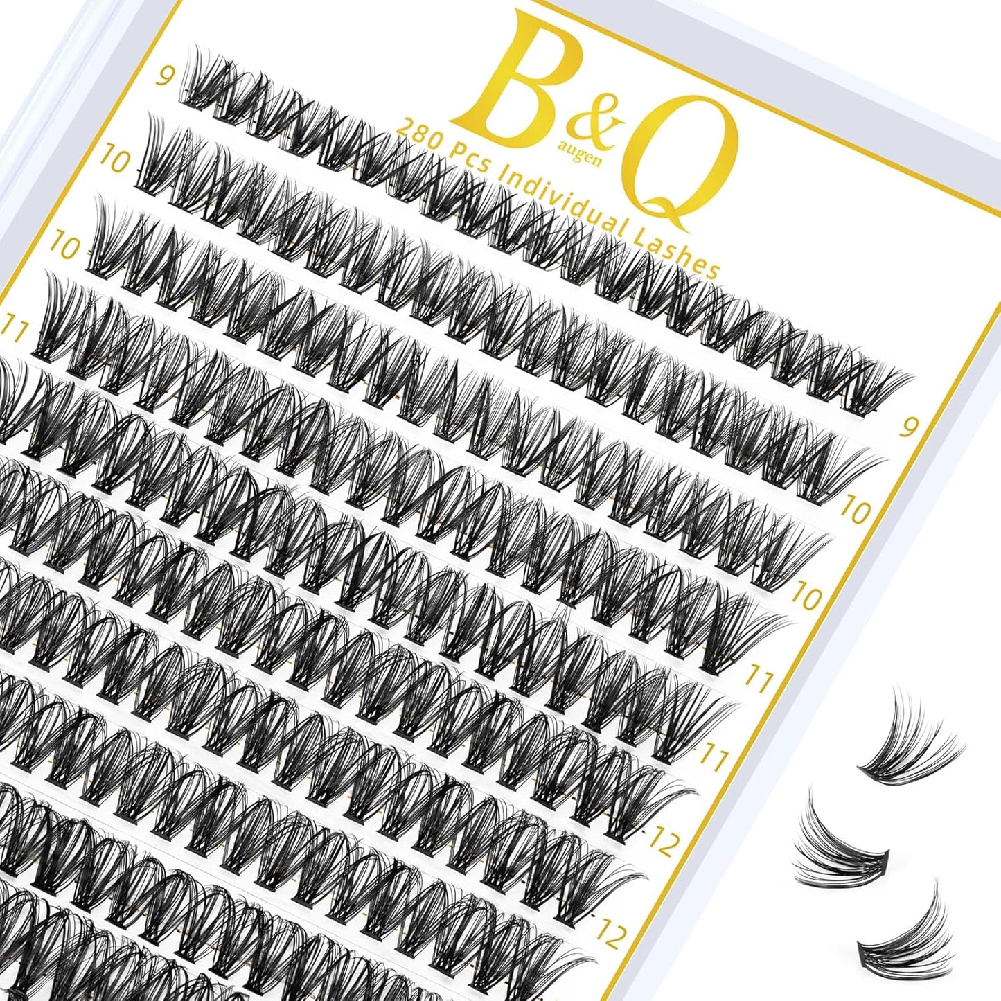 B&Q Lash Clusters 280PCS Eyelash Clusters, 40D D 9-16MIX Individual Lash Comfortable Eyelash Extension, Classic Look Pestañas Postizas (40D-D-9-16)